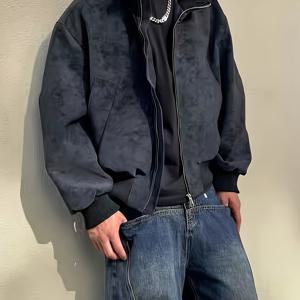 TEMU 남성 패션 스포츠 캐주얼 재킷, 루즈핏, 더블 지퍼 메탈 지퍼 숏 클린핏 스타일 남성 골프 탑 야구 유니폼 플라이트 재킷, 봄/가을 야외 활동 스트리트 산책 긴팔 코트 남성