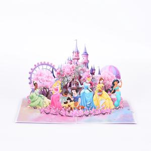 TEMU 1개 MINISO 디즈니 공주 팝업 카드, 생일, 발렌타인데이, 결혼 기념일, 약혼 축하, 신학기 선물, 고급스러운 홈 데코, 파티 장식에 완벽, 디즈니 공주와 핑크 성이 특징