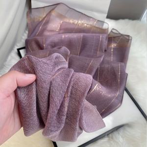 TEMU 여성용 라벤더 퍼플 & 골든 스카프 - 우아한 가벼운 겨울용 스카프, 저녁 외출 및 공식 행사용 다용도 숄 랩, 라벤더 스카프, 세련된 직조, 고급스러운 질감