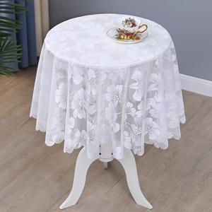TEMU 새로운 우아한 북유럽풍 자수 레ース 원형 테이블보 1개, 식탁, 커피 테이블, 화장대용, 다양한 용도로 사용 가능