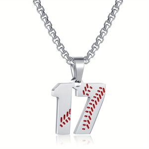 TEMU 남아용 야구 등번호 목걸이 1개, 00-18 선수 저지 등번호 목걸이, 스테인리스 스틸 체인 야구 펜던트, 남성용 야구 선물 펜던트