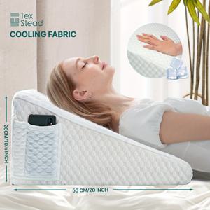 TEMU 1/2개 웨지 베개, 삼각 베개, 볼스터 베개, 쿨링 웨지 베개 (등, 목, 다리용), 통기성 좋은 독서 웨지 베개, 옆으로 자는 사람을 위한 여름 쿨링 침대 웨지 쿠션, 커플 베개, 세탁 가능한 쿨링 베개 커버