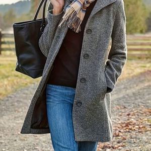 TEMU 여성용 캐주얼 패션 미디 길이 코트