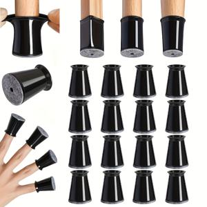 TEMU 16개 검정 의자 다리 보호 캡, 광택 금속 끝 - 스크래치 방지, 쉬운 슬라이드 가구 캡 (펠트 패드 포함), 소음 감소, 가정 및 사무실 사용에 적합, 의자 다리 바닥 보호대