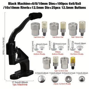 TEMU 가죽 공예 및 수공예 프로젝트를 위해 설계된 금속 다이 몰드, 더블 캡 리벳, 스냅 패스너 및 단추 설치를 위한 수동 프레스 기계