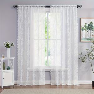 TEMU 1개 빈티지 플로럴 자수 레이스 커튼 패널 - 프라이버시 및 빛 차단, 세탁기 사용 가능 거실 장식용