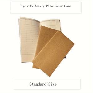 TEMU Fromthenon 여행자용 노트북 3종 세트 - 날짜 스탬프 레이아웃 주간 플래너 리필 페이지, 휴대용 빈티지 플래너 코어, 저널링, 여행, 사무실 정리에 적합