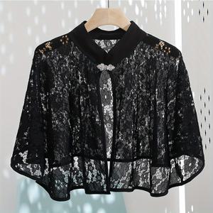 TEMU 여름 스커트와 캐미솔과 함께 매치하는 빈티지 망토 케이프 - 정교한 단색 레ース 숄 - 가벼운 가디건 - 완벽한 웨딩 액세서리와 중국풍 우아함