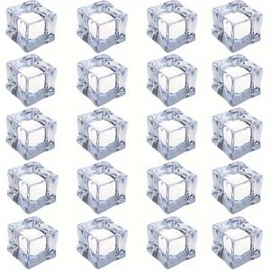 TEMU 20개 투명 얼음 큐브, 0.7인치 플라스틱 아크릴 클리어 아이스 사각형 얼음 큐브, 홈 데코 웨딩 센터피스 화병 장식