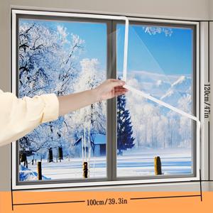 TEMU 창문 단열 필름 1세트, 겨울용 방풍 및 방한 단열 필름, 두꺼운 투명 방수 밀봉 창문 단열 필름, 구멍 뚫지 않고 쉬운 설치