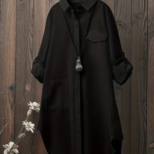 TEMU 플러스 사이즈 - 플러스 사이즈 - 플러스 사이즈 여성 솔리드 컬러 롱 셔츠