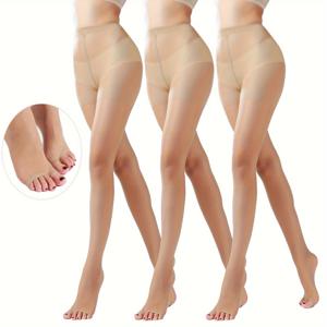TEMU 3쌍 여성용 시스루 발가락 노출 팬티스타킹 - 20D 초극세사, 발가락 노출, 댄스, 코스튬, 테마 이벤트 및 캐주얼 착용용 - 솔리드 컬러 누드/여성용
