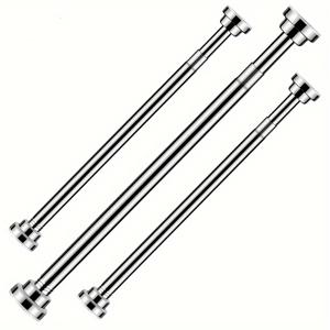 TEMU 1개 헤비듀티 조절 가능 금속 옷걸이 막대 - 확장형 텔레스코픽 샤워 커튼 봉 & 옷 건조대, 드릴 없이 벽걸이 가능한 플라스틱 끝단 걸이대, 침실, 욕실, 세탁실, 옷장용 - 공간 절약형