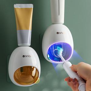 TEMU 벽걸이형 자동 치약 디스펜서 - 드릴 필요 없는 설치, 어린이 및 성인용