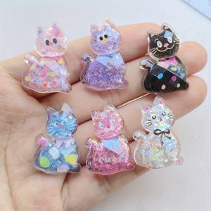 TEMU 2D 플랫 - 반짝이는 레진 만화 할로윈 고양이 장식 6개 세트 - 쥬얼리, 스크랩북, 웨딩 공예 프로젝트에 적합한 플랫 백
