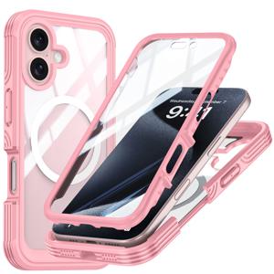 TEMU 아이폰16프로맥스 플러스 PRO 17프로맥스 17에어 17프로 17용 초슬림 투명 360도 올인원 내장형 스크린 보호 안티드롭 방진 충격 방지 무선 자석 폰 케이스