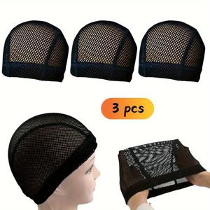 TEMU 3/5개 탄성 가발 캡 미끄럼 방지 밴드 포함, 다양한 헤어스타일에 적합한 통기성 메시 돔 헤어 넷, 가발 제작에 사용 가능, 루즈한 탄성 밴드 포함