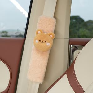 TEMU 차량용 벨트 어깨 패드 - 부드럽고 편안한 곰돌이와 토끼 디자인, 여성용 차량 및 선물로 완벽합니다.