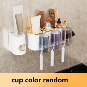 TEMU RV 친화적 벽걸이 욕실 정리 세트 (자동 치약 디스펜서, 칫솔 홀더 및 다색 컵 포함) - 완벽한 키트 RV 화장실 스페어 파츠