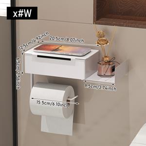 TEMU 화장실 휴지 케이스 선반형 1개, 흰색/검정색, 무타공 벽걸이형 롤 휴지걸이, 가정용 물티슈 케이스, 화장지걸이, 휴대폰 거치대, 화장지 보관용, 욕실 장식용