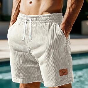 TEMU [겉연시] 남성 패션 하이엔드 코듀로이 반바지. 여행 및 해변 휴가에 적합합니다. 캐주얼하고 편안하며 스타일리시한 포켓. 여름 캐주얼 허리 드로스트링 패션 피트니스 반바지. 야외 하이킹, 테니스, 농구, 배구