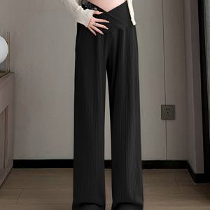 TEMU 봄/여름용 임산부 바지, 얇은 로우라이즈 스트레이트핏 바지, 임신 초기·중기·후기용 패셔너블한 와이드핏 바지, 복부 보정 캐주얼 긴 바지