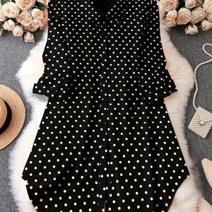 TEMU 여성용 물방울 무늬 프린트 긴팔 캐주얼 루즈핏 셔츠 원피스