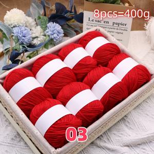 TEMU 고급 혼방 털실 세트 - 부드러운 직조 털실 8팩, 스웨터, 아기 담요 및 스카프 프로젝트에 적합, 각 팩 50그램, 다양한 색상 (베이지, 흰색, 빨간색, 검은색)으로 제공 - 고품질 섬유