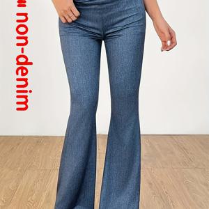 TEMU 여성용 에너지 프린트 하이웨이스트 풀 길이 디지털 프린트 스키니 플레어 팬츠 - 캐주얼 스트레치 트라우저, 세탁기 사용 가능, 올 시즌