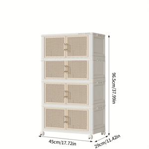 TEMU 가정용 정리 용도로 설계된 접이식 2~5단 대용량 수납 캐비닛. 이동식 디자인, 넉넉한 플라스틱 뚜껑형 보관 상자, 중세 스타일의 이동식 쌓을 수 있는 서랍 시스템이 특징입니다.