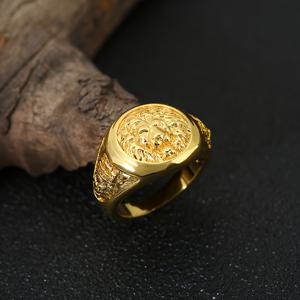 TEMU 남성용 패셔너블 사자 머리 패턴 반지 1개