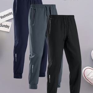 TEMU 여름용 남성 러닝 피트니스 퀵드라이 긴바지 3pcs, 청소년 스타일리시 다용도 가벼운 편안한 캐주얼 팬츠