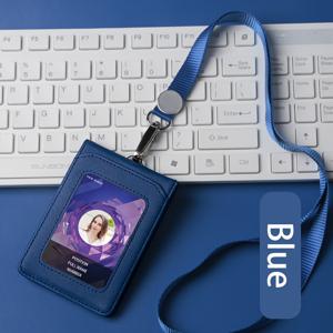 TEMU 2D 인조 가죽 ID 배지 홀더 (목걸이 포함) - 5개 카드 슬롯 비즈니스 ID/배지 홀더 카드 케이스 인조 가죽 사무실 직원, 학생, 비즈니스 패스 카드 홀더