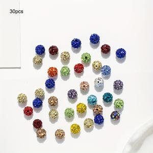 TEMU 15/30/40개 (6mm/8mm/10mm) 멀티컬러 반짝이 라인스톤 폴리머 클레이 디스코볼 비즈 - 1.5mm 구멍 라운드 스페이서 비즈, DIY 주얼리 만들기, 목걸이, 팔찌, 파티 장식 및 공예용 - 모든 용도의 구형 보석