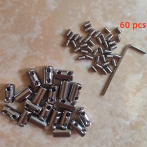 TEMU 60개 스테인리스 스틸 이중 구멍 와이어 로프 잠금장치, 조절 가능한 케이블 클램프 - DIY 프로젝트, 홈 리모델링, 야외 활동용 내구성 & 방청 기능