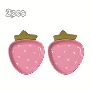 TEMU 1/2개 세라믹 스토브 스푼 레스트, 딸기 모양 귀여운 핑크 하트 스푼 레스트, 요리 스푼 레스트, 주방 카운터탑 장식, 집들이 파티, 결혼 선물 사용 가능