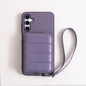 TEMU 삼성 갤럭시 A73, S9 플러스, A36, A90, S8용 보라색 리치 텍스처 인조 가죽 지갑 케이스, 카드용 리무브블 패퍼 자켓 디자인 및 래니어 포함