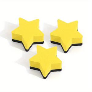 TEMU 별 모양 자석 화이트보드 지우개, 강력한 자석 미니 드라이 지우개, 작은 칠판 클리너, 교사들을 위한 필수 가정 및 사무용품, 노란색과 녹색