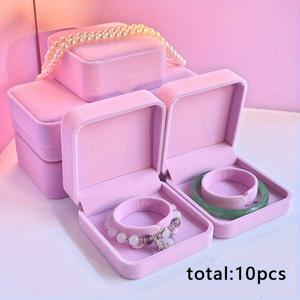 TEMU 10개 세트 고급 벨벳 팔찌 상자, 부드러운 벨벳 소재 주얼리 박스, 사각형 고급 먼지 방지 주얼리 박스, 튼튼하고 내구성 있는 선물 상자, 팔찌, 멀티 레이어 비즈 팔찌, 팔찌, 섬세한 소형 선물 보관에 적합, 약혼, 결혼, 발렌타인데이, 어버이날, 생일, 크리스마스, 기념일 등 선물 포장에 이상적