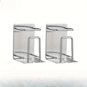TEMU 2pcs 스테인리스 스틸 치실 홀더, 욕실 및 치약용 벽걸이 컵 랙, 드릴링이 필요하지 않습니다. 내구성과 청소가 쉬운, 욕실 정리 및 보관