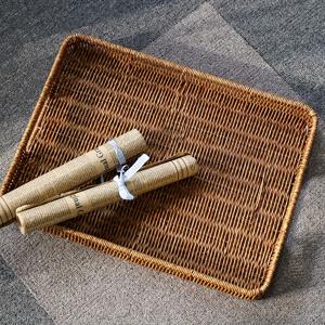 TEMU 1개 PP 인조 라탄 직사각형 오픈탑 수납 바구니 - 데스크탑, 선반용 멀티퍼포즈 홈데코 & 장식용 보관함, 내구성 강한 러스틱 스타일, 소공간 정리, 천연 감성 디자인, 손잡이 포함, 다목적 오거나이저 트레이