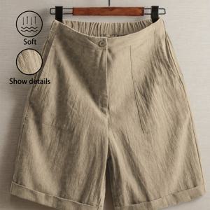 TEMU 여름 여성용 얇은 무릎 기장 바지, 와이드 레그 캐주얼 핏 하이웨이스트 리넨 팬츠, 패셔너블한 캐주얼 팬츠, 아웃도어 스포츠 바지