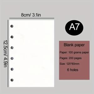 TEMU 100매 200페이지 6구멍 루스리프 리필 가로선/빈칸/격자/도트매트릭스 루스리프 노트북 리필 핸드북 내지 노트패드 내부 코어 A5/A6/A7 사이즈 다양한 옵션