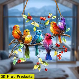 TEMU 2D 플랫 - 2D 새 햇빛 가리개, 8인치(약 20cm), 생생한 아크릴 창문으로 제작되어 걸이용으로 적합하며, 거실, 침실, 야외 정원 또는 발코니를 장식하는 데 이상적입니다. 간편하게 걸 수 있는 디자인으로 친구를 위한 완벽한 선물입니다.