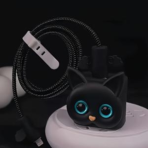 TEMU 귀여운 고양이 디자인: 아이폰 충전기 보호 케이스용(5개), 데이터 케이블 보호 슬리브, 랩퍼, 18/20W 고속 충전기 헤드 파손 방지 랩퍼. 남자친구/여자친구를 위한 고급 선물