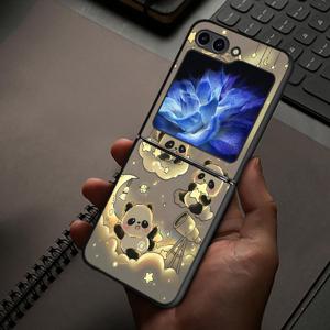 TEMU 스타 판다 계단 오르기 갤럭시 Z 플립 7/6/5/4/ZFLIP7/Z Flip 3/ZFlip 5G 하드 백 커버 케이스