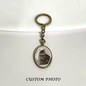 TEMU 1개 맞춤 사진 키체인 | 맞춤형 개인 맞춤 가족 애완 동물 사진 이미지 로고 타원형 유리 돔 펜던트 키 체인 남성 여성 DIY 걸이 장식 키링 생일 파티 선물 좋은 친구를 위한 선물