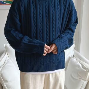 TEMU OBM 가을/겨울 남성 스웨터, 신상 스타일, 루즈핏, 단색, 라운드넥, 트렌디하고 스타일리시한 디자인, 가을/겨울에 완벽, 패셔너블하고 활용도 높은 긴팔 풀오버