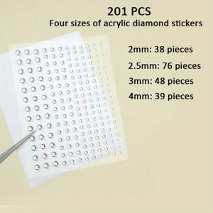 TEMU 201/402개 3D 모조 보석, 멀티그레인 멀티사이즈 은백색 라인석 - 2mm/2.5mm/3mm/4mm - DIY 음악 축제, Y2K 가면무도회용 눈 및 얼굴 장식용 라인석 스티커