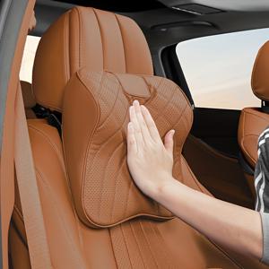 TEMU Maybach 디자인 차량용 헤드레스트 및 인조 가죽 커버가 있는 목 베개 - 인체공학적 목 지지, 통기성 및 탈착 가능, 운전 및 홈 오피스 사용에 적합, 다양한 색상으로 제공, 스타일리시한 차량 내 편안함 추가